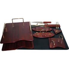 Desk Set 7 قطع ،خشب/معدن/فينيل